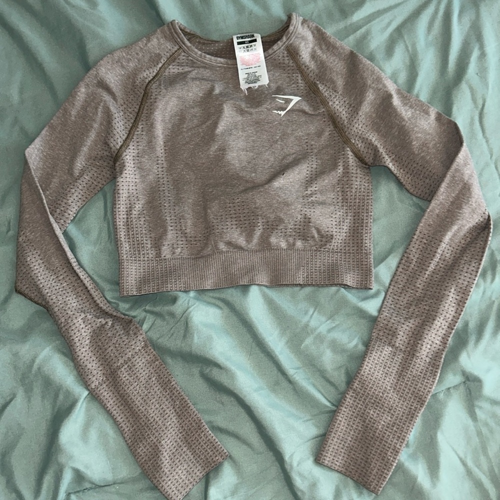 Gymshark ADAPT FLECK SEAMLESS LONG SLEEVE CROP TOP ( XS )